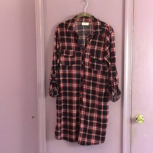 Flannel Pattern Shirt Dress